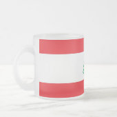 Mok van klein glas, voorgekookt, met vlag van Liba (Links)