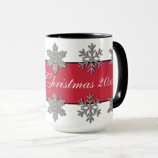 Mok van kristallijne zilversneeuwvlokken, bevroren (Voorkant rechts)