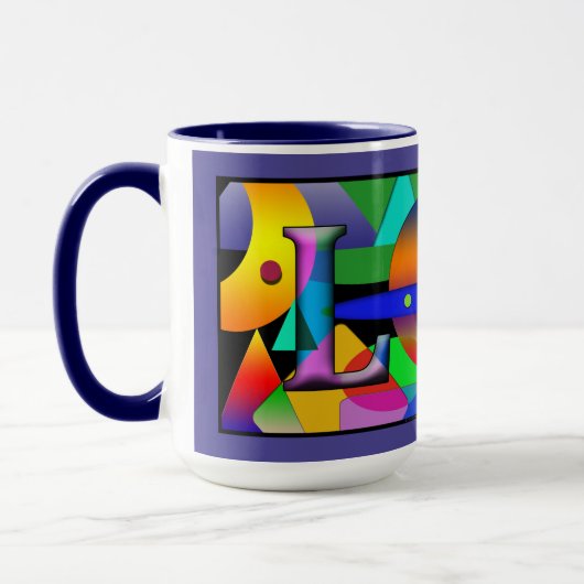 Mok van L- en K-monogram koffie in prizmatische al (Links)