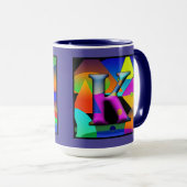 Mok van L- en K-monogram koffie in prizmatische al (Voorkant rechts)