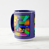 Mok van L- en K-monogram koffie in prizmatische al (Voorkant links)