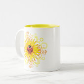 Mok van laestraten en zonnebloemen (Voorkant links)