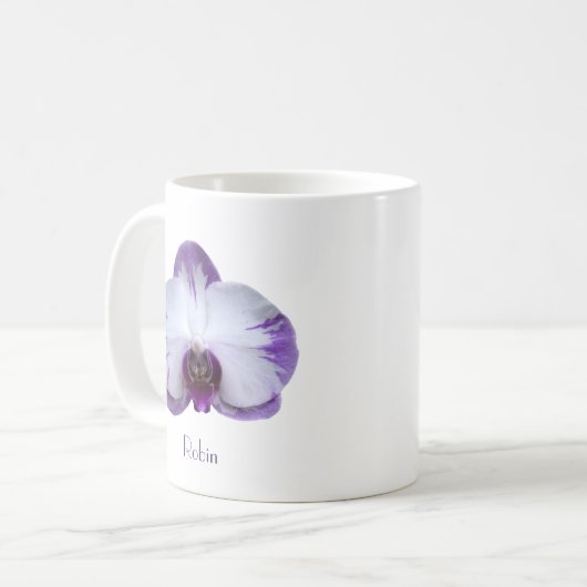 Mok van lavendel en witte orchidee koffie (Voorkant links)