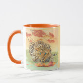 Mok van leopard art koffie (Links)