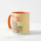 Mok van leopard art koffie (Voorkant links)