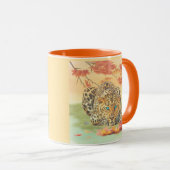 Mok van leopard art koffie (Voorkant rechts)