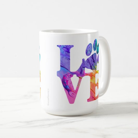 Mok van liefdesschilders drukt koffie af (Voorkant rechts)