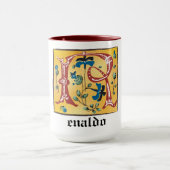 Mok van medieval-Floral verlicht letter R (Midden)