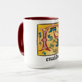 Mok van medieval-Floral verlicht letter R (Voorkant links)