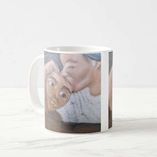 Mok van moeder en zoon (Voorkant links)