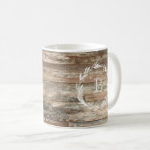 Mok van Monogram Rustic Wood Style Latte (Voorkant rechts)