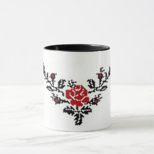 Mok van Oekraïnse Vyshyvanka Red Rose Embroidery