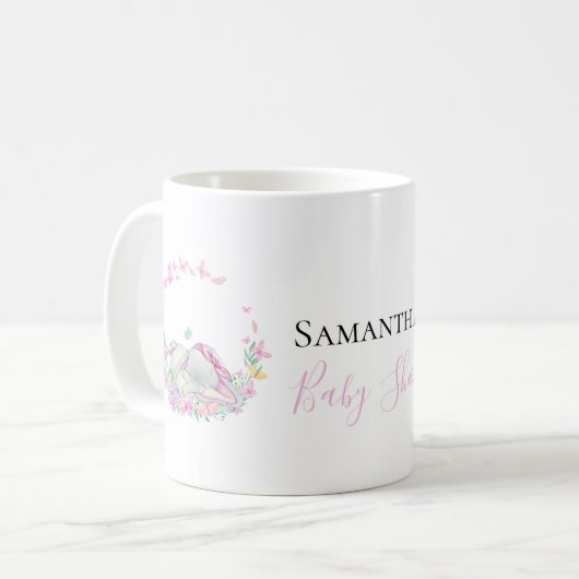 mok van olifant roze vlinders Koffie (Voorkant links)