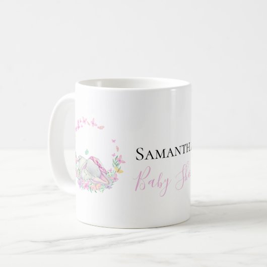 mok van olifant roze vlinders Koffie (Voorkant links)