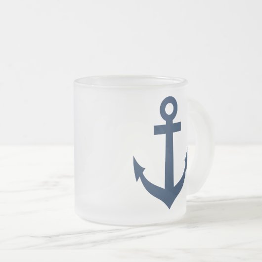 Mok van onautisch glas met scheepsankerpictogram (Voorkant rechts)