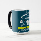 Mok van onderzoekers voor forensische wetenschapsc (Voorkant links)