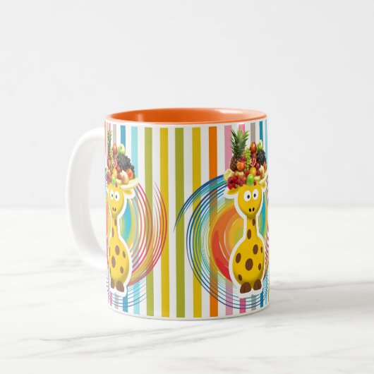 Mok van Oranje stripe Giraffe (Voorkant links)