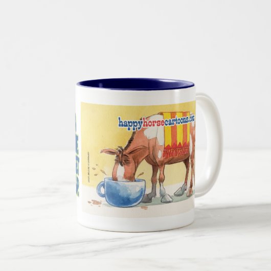 Mok van paardenkoffie Cartoon (Voorkant rechts)