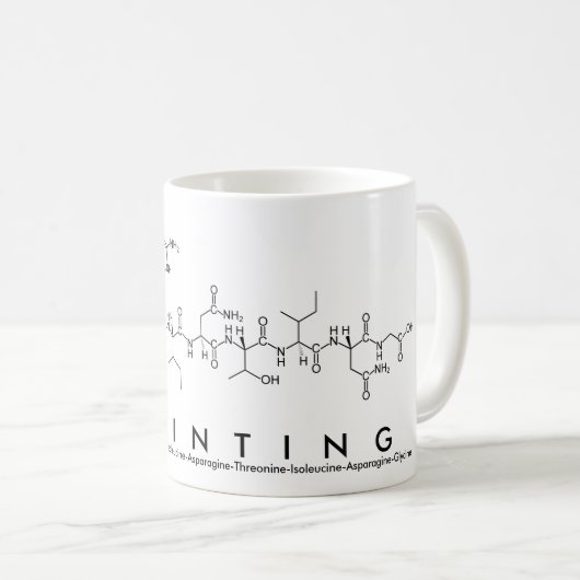 Mok van peptide-woord afdrukken (Voorkant rechts)