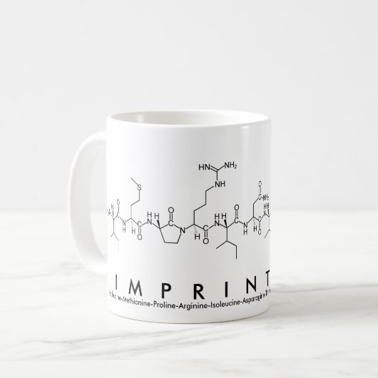 Mok van peptide-woord afdrukken (Voorkant links)