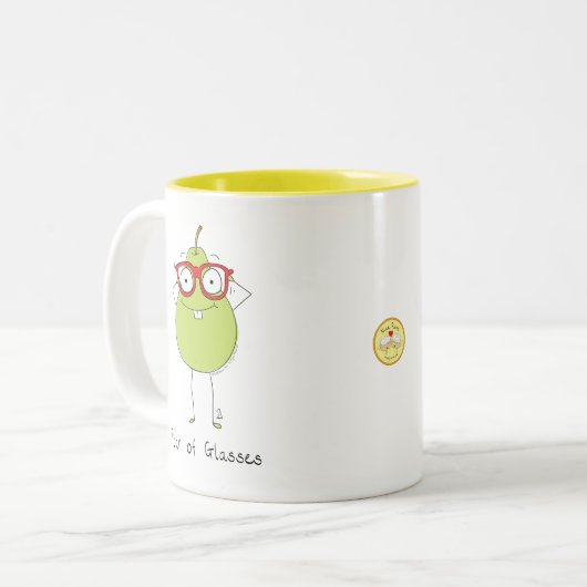 Mok van peren van bril en funny koffie (Voorkant links)