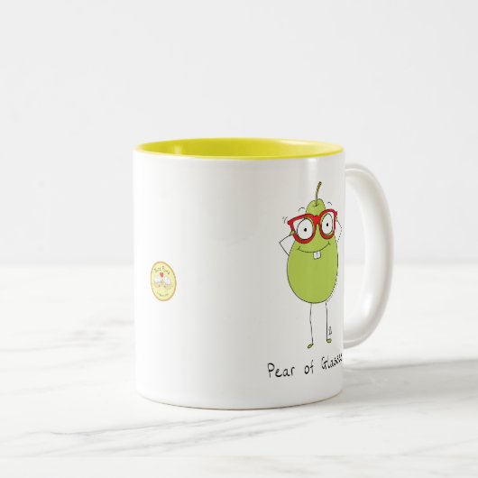 Mok van peren van bril en funny koffie (Voorkant rechts)