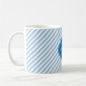 Mok van platzure blauwe strepe monogram (Links)