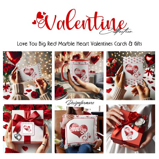 Mok van Red marble Heart Valentijn