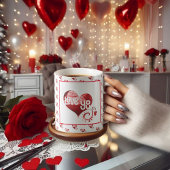 Mok van Red marble Heart Valentijn