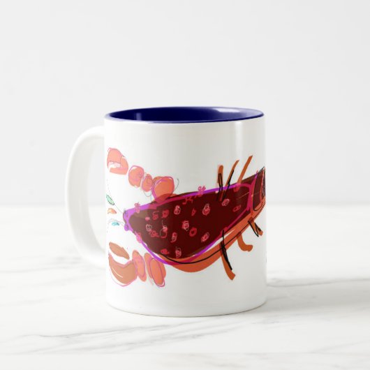 Mok van Red & Navy Lobster & Minnows 11oz (Voorkant links)