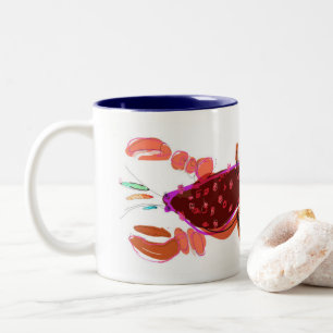 Mok van Red & Navy Lobster & Minnows 11oz