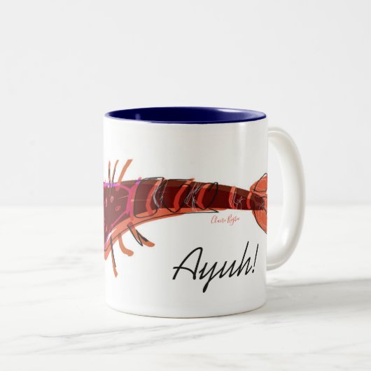 Mok van Red & Navy Lobster & Minnows 11oz (Voorkant rechts)