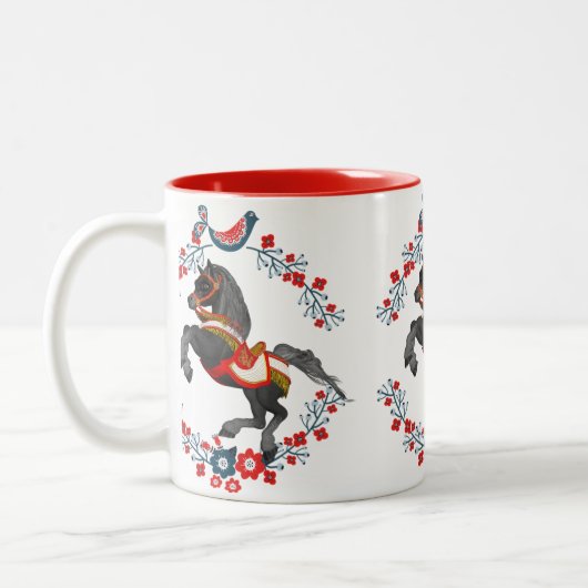 Mok van rode Floral-paarden (Links)