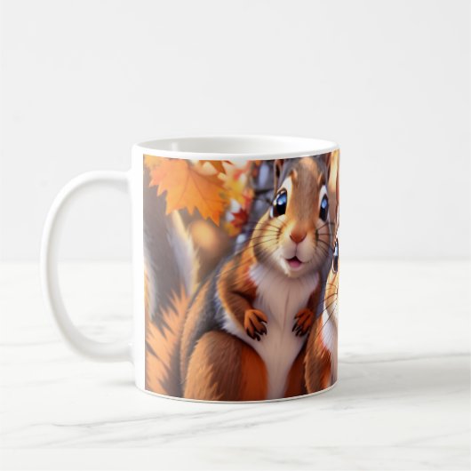 Mok van selfie eekhoorns met een realistisch 3D ef (Links)
