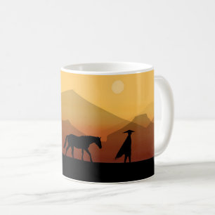 Mok van Spaanse paarden en Man Silhouette Coffee