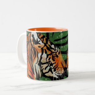 Mok van tijgermeel en cub Two-Tone-koffie