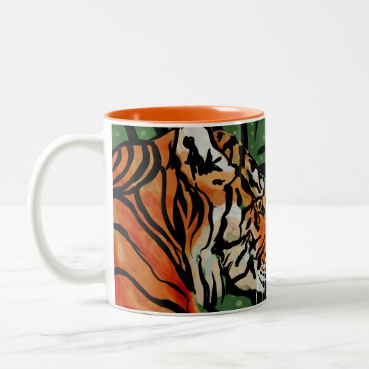 Mok van tijgermeel en cub Two-Tone-koffie (Links)