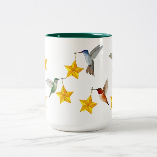 Mok van tweetone koffie voor levende vogels en ste (Center)