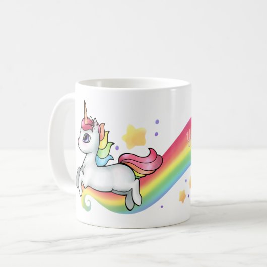 Mok van Unicorn en regenboog (Voorkant links)