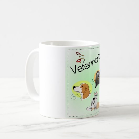 Mok van veterinair koffie (Voorkant links)