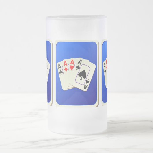 Mok van vier Aces gevriesd glas (Center)