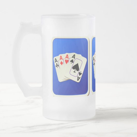 Mok van vier Aces gevriesd glas (Links)