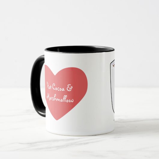 Mok van warme chocolade en moerasmanden (Voorkant links)