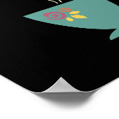 Mok van warme koffie, retro-florale porseleinen th poster (Hoek)