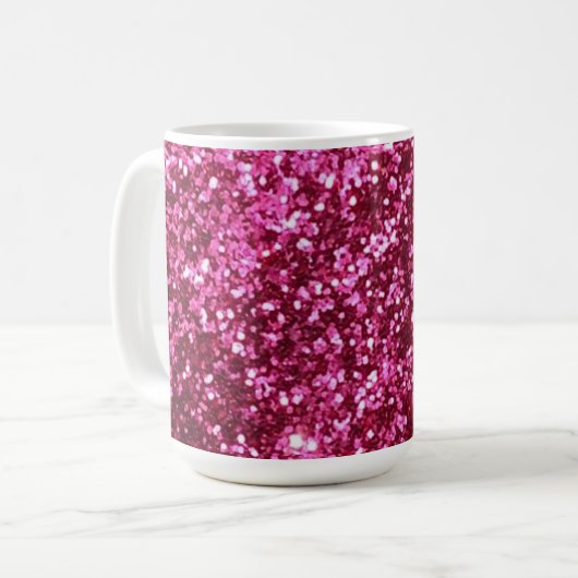 Mok van warme roze glitter (Voorkant links)