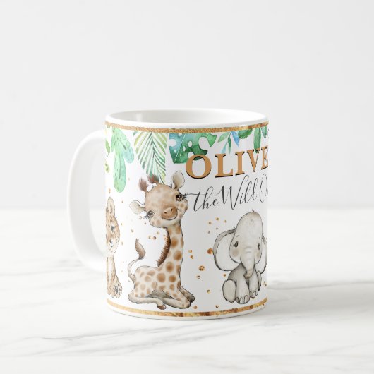 Mok van waterverf Cute Safari Dieren (Voorkant links)