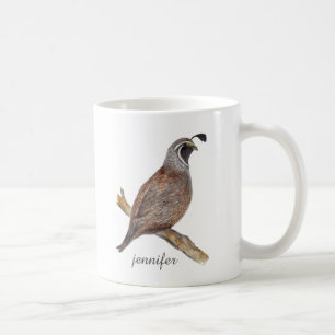 Mok van waterverf kwartelvogels