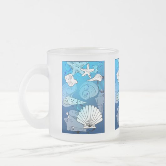 Mok van zeeschelpen Aqua Ocean Glass (Links)