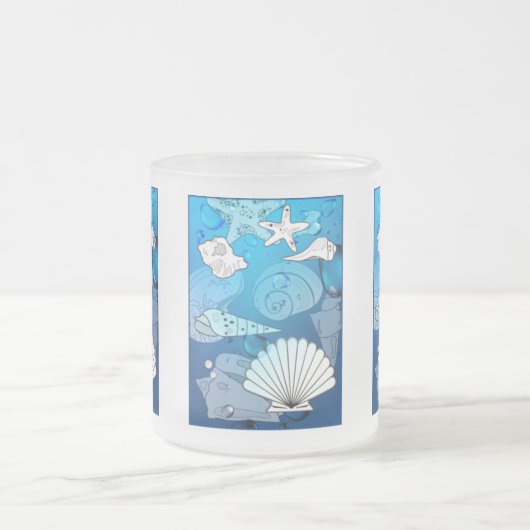 Mok van zeeschelpen Aqua Ocean Glass (Center)