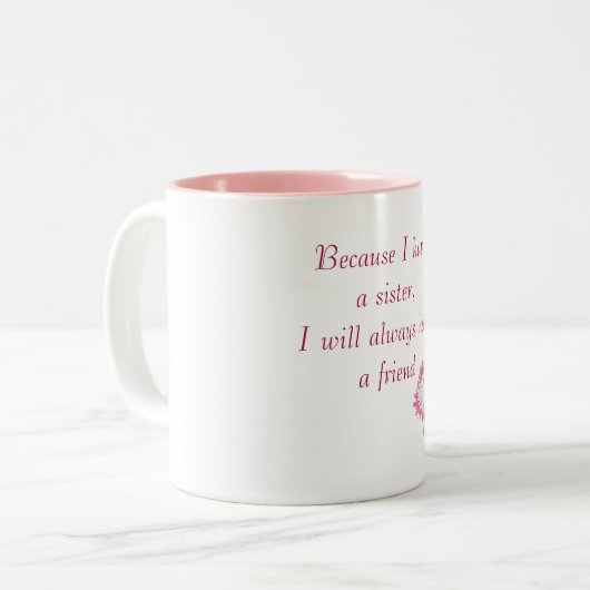 Mok van zus en vriend (Voorkant links)